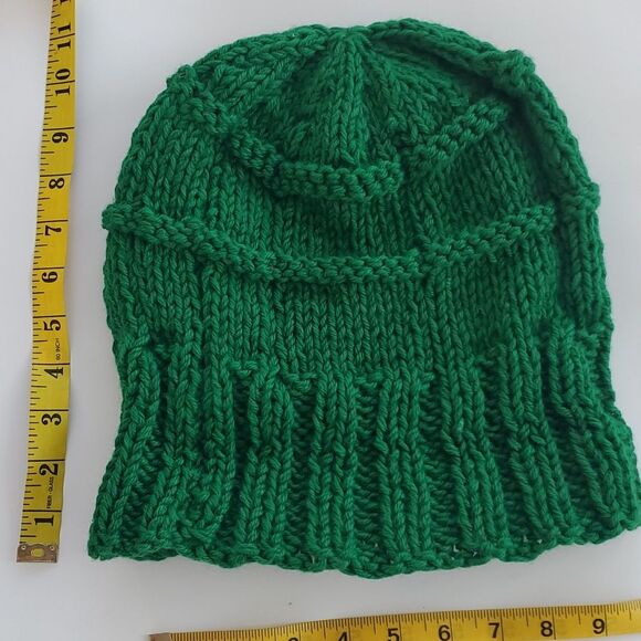 GREEN WOOL WINTER HAT BEANIE GREEN LIKELY HANDMADE IRISH ST. PATRICK'S DAY - Picture 4 of 5